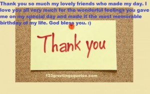 Thank You Quotes For Birthday Wishes to write on facebook timeline