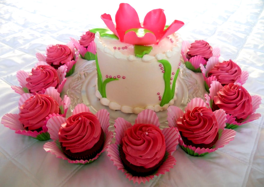 Birthday Cake and flowers